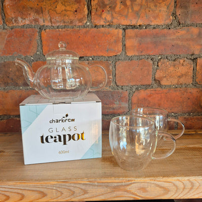 Double walled glass teacups duo