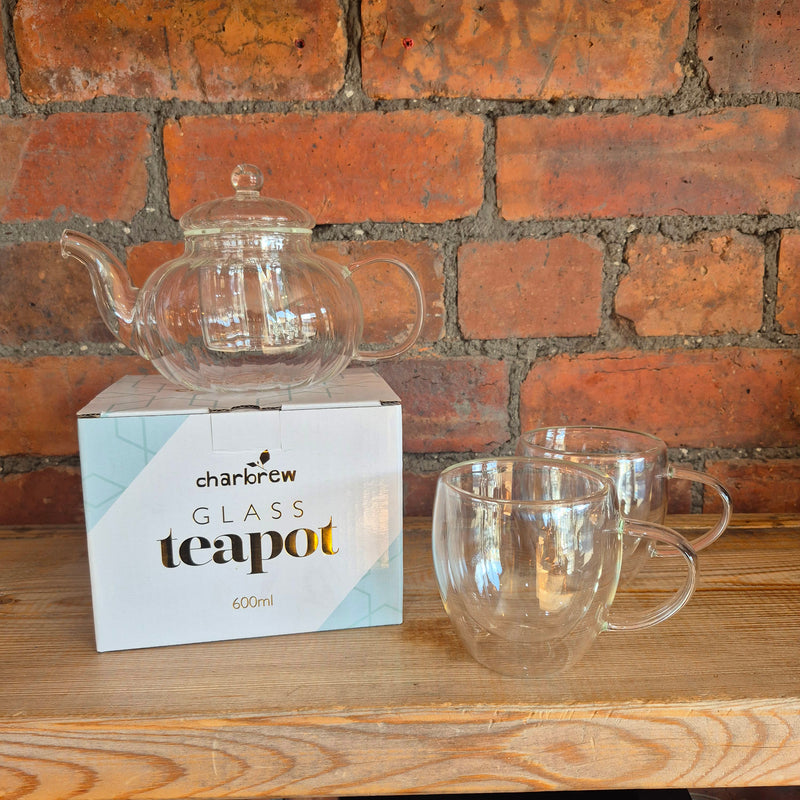 Double walled glass teacups duo